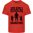 Dad With Two Daughters Funny Fathers Day Mens Cotton T-Shirt Tee Top Red