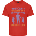 Dad With Two Daughters Funny Fathers Day Mens Cotton T-Shirt Tee Top Red