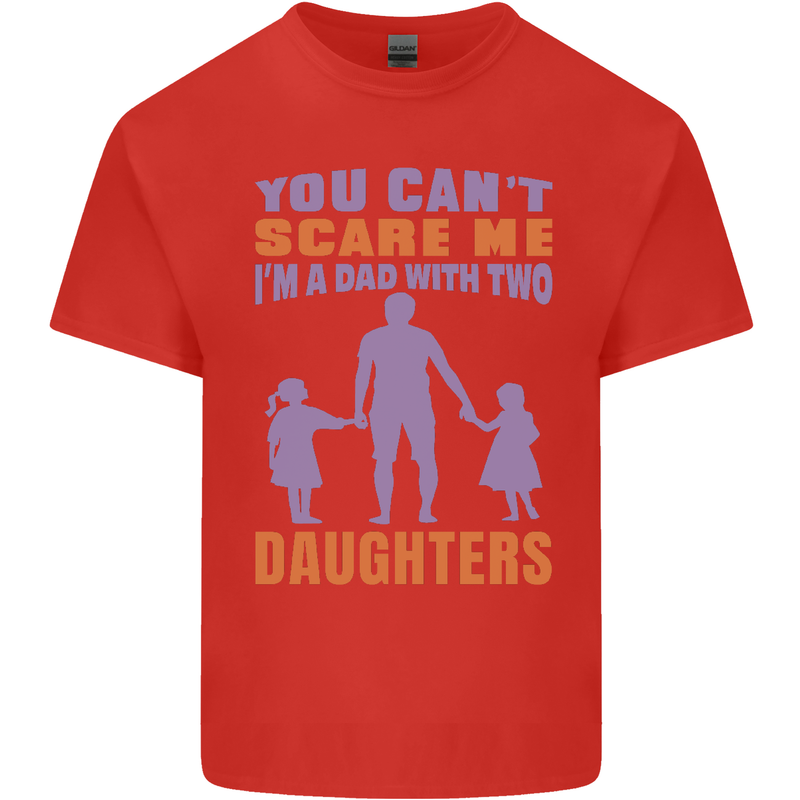 Dad With Two Daughters Funny Fathers Day Mens Cotton T-Shirt Tee Top Red