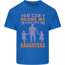 Dad With Two Daughters Funny Fathers Day Mens Cotton T-Shirt Tee Top Royal Blue