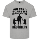 Dad With Two Daughters Funny Fathers Day Mens Cotton T-Shirt Tee Top Sports Grey