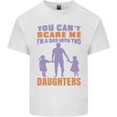 Dad With Two Daughters Funny Fathers Day Mens Cotton T-Shirt Tee Top White