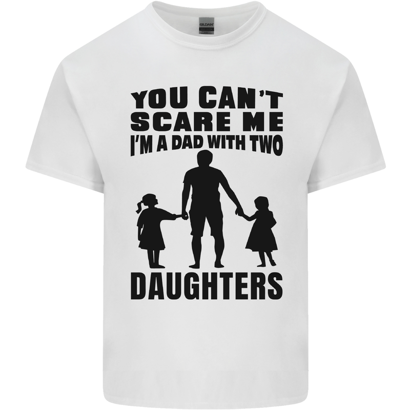 Dad With Two Daughters Funny Fathers Day Mens Cotton T-Shirt Tee Top White