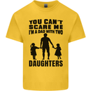Dad With Two Daughters Funny Fathers Day Mens Cotton T-Shirt Tee Top Yellow