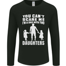 Dad With Two Daughters Funny Fathers Day Mens Long Sleeve T-Shirt Black