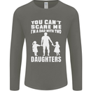 Dad With Two Daughters Funny Fathers Day Mens Long Sleeve T-Shirt Charcoal