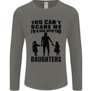 Dad With Two Daughters Funny Fathers Day Mens Long Sleeve T-Shirt Charcoal