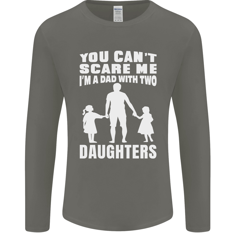 Dad With Two Daughters Funny Fathers Day Mens Long Sleeve T-Shirt Charcoal