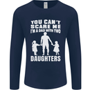 Dad With Two Daughters Funny Fathers Day Mens Long Sleeve T-Shirt Navy Blue