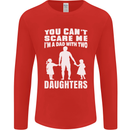 Dad With Two Daughters Funny Fathers Day Mens Long Sleeve T-Shirt Red