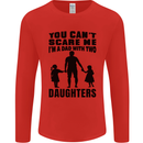 Dad With Two Daughters Funny Fathers Day Mens Long Sleeve T-Shirt Red