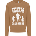 Dad With Two Daughters Funny Fathers Day Mens Sweatshirt Jumper Caramel Latte