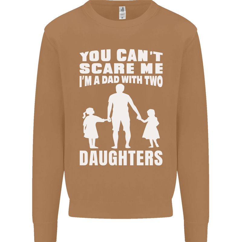 Dad With Two Daughters Funny Fathers Day Mens Sweatshirt Jumper Caramel Latte