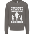 Dad With Two Daughters Funny Fathers Day Mens Sweatshirt Jumper Charcoal