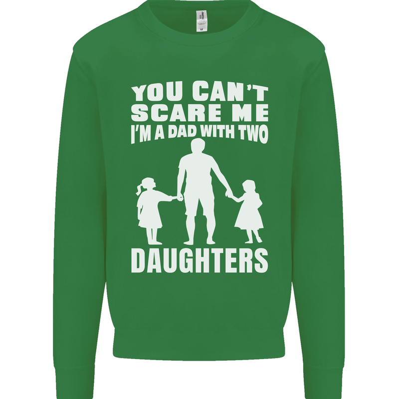 Dad With Two Daughters Funny Fathers Day Mens Sweatshirt Jumper Irish Green