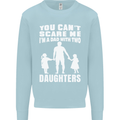 Dad With Two Daughters Funny Fathers Day Mens Sweatshirt Jumper Light Blue