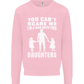 Dad With Two Daughters Funny Fathers Day Mens Sweatshirt Jumper Light Pink