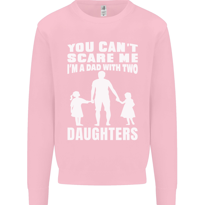 Dad With Two Daughters Funny Fathers Day Mens Sweatshirt Jumper Light Pink