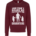 Dad With Two Daughters Funny Fathers Day Mens Sweatshirt Jumper Maroon