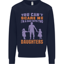 Dad With Two Daughters Funny Fathers Day Mens Sweatshirt Jumper Navy Blue