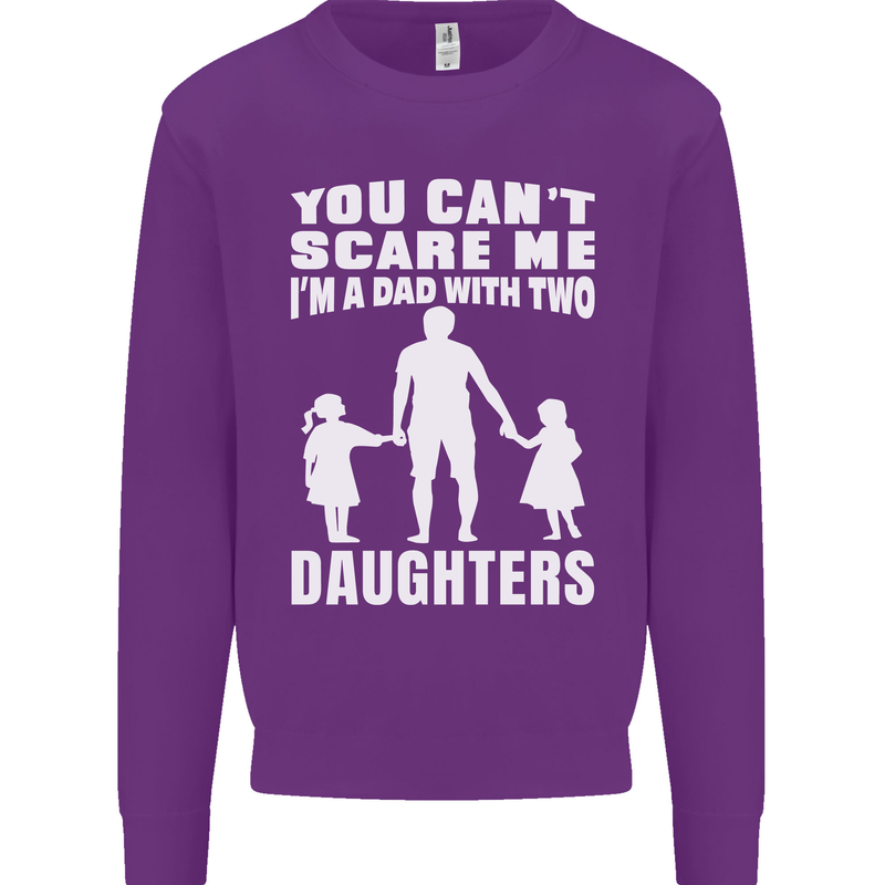 Dad With Two Daughters Funny Fathers Day Mens Sweatshirt Jumper Purple
