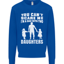 Dad With Two Daughters Funny Fathers Day Mens Sweatshirt Jumper Royal Blue