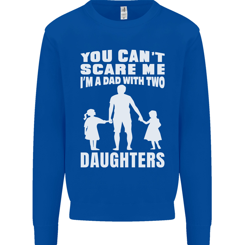 Dad With Two Daughters Funny Fathers Day Mens Sweatshirt Jumper Royal Blue