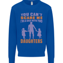 Dad With Two Daughters Funny Fathers Day Mens Sweatshirt Jumper Royal Blue