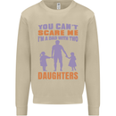 Dad With Two Daughters Funny Fathers Day Mens Sweatshirt Jumper Sand
