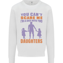 Dad With Two Daughters Funny Fathers Day Mens Sweatshirt Jumper White