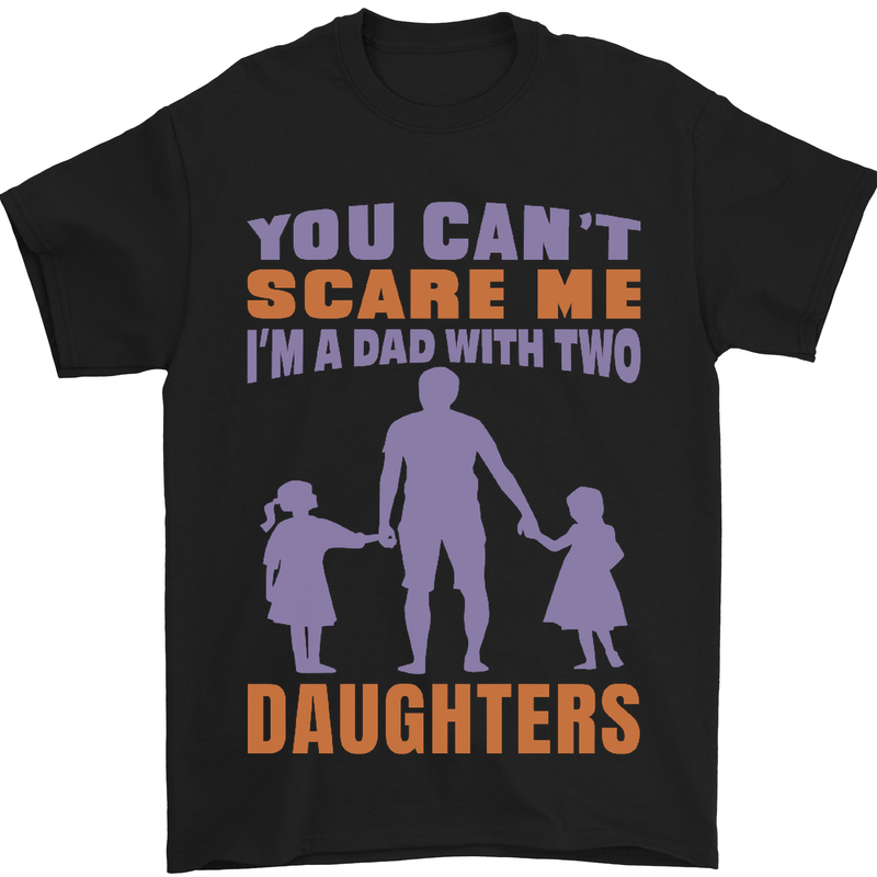 Dad With Two Daughters Funny Fathers Day Mens T-Shirt Cotton Gildan Black