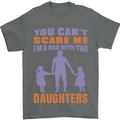 Dad With Two Daughters Funny Fathers Day Mens T-Shirt Cotton Gildan Charcoal