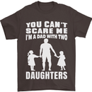 Dad With Two Daughters Funny Fathers Day Mens T-Shirt Cotton Gildan Dark Chocolate