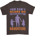 Dad With Two Daughters Funny Fathers Day Mens T-Shirt Cotton Gildan Dark Chocolate