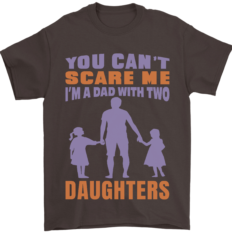 Dad With Two Daughters Funny Fathers Day Mens T-Shirt Cotton Gildan Dark Chocolate