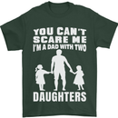 Dad With Two Daughters Funny Fathers Day Mens T-Shirt Cotton Gildan Forest Green