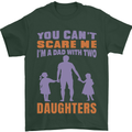 Dad With Two Daughters Funny Fathers Day Mens T-Shirt Cotton Gildan Forest Green