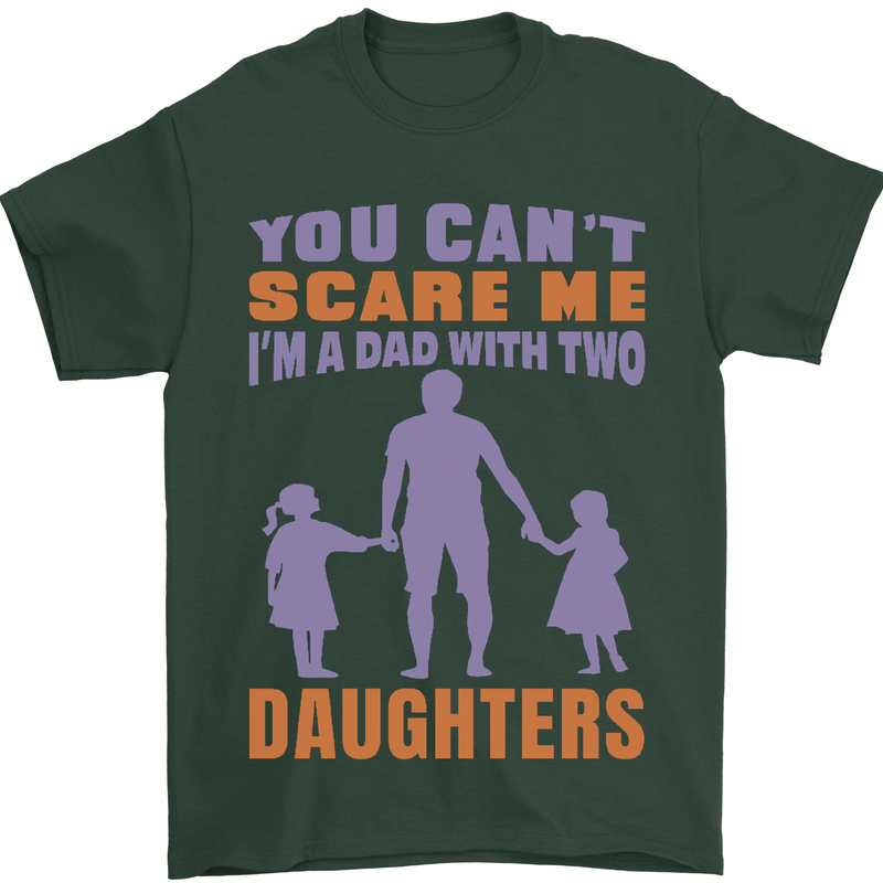 Dad With Two Daughters Funny Fathers Day Mens T-Shirt Cotton Gildan Forest Green