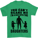 Dad With Two Daughters Funny Fathers Day Mens T-Shirt Cotton Gildan Irish Green