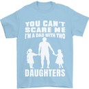 Dad With Two Daughters Funny Fathers Day Mens T-Shirt Cotton Gildan Light Blue
