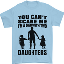 Dad With Two Daughters Funny Fathers Day Mens T-Shirt Cotton Gildan Light Blue
