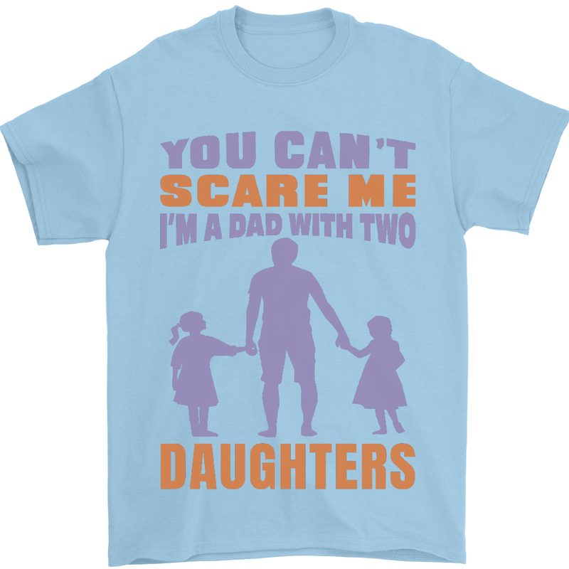 Dad With Two Daughters Funny Fathers Day Mens T-Shirt Cotton Gildan Light Blue