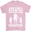 Dad With Two Daughters Funny Fathers Day Mens T-Shirt Cotton Gildan Light Pink