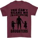Dad With Two Daughters Funny Fathers Day Mens T-Shirt Cotton Gildan Maroon