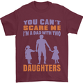 Dad With Two Daughters Funny Fathers Day Mens T-Shirt Cotton Gildan Maroon