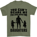Dad With Two Daughters Funny Fathers Day Mens T-Shirt Cotton Gildan Military Green