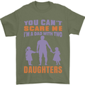 Dad With Two Daughters Funny Fathers Day Mens T-Shirt Cotton Gildan Military Green