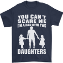 Dad With Two Daughters Funny Fathers Day Mens T-Shirt Cotton Gildan Navy Blue
