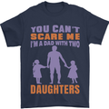 Dad With Two Daughters Funny Fathers Day Mens T-Shirt Cotton Gildan Navy Blue