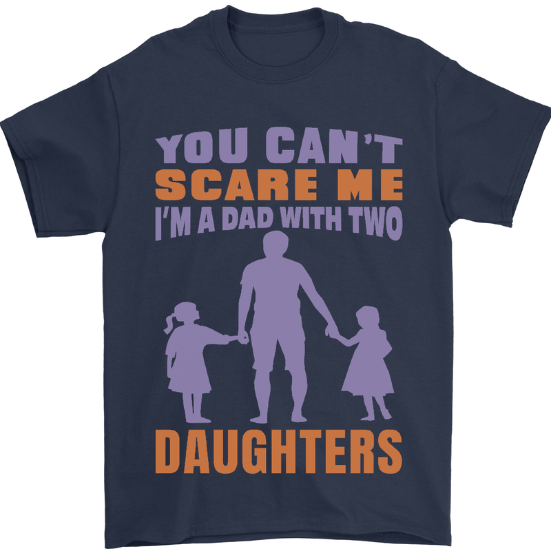 Dad With Two Daughters Funny Fathers Day Mens T-Shirt Cotton Gildan Navy Blue